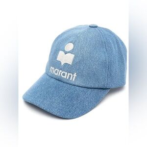 ISABEL MARANT Tyron Embroidered Denim Baseball Cap in Light Blue NWT